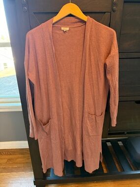 debut Dusty Rose Open-Front Long Cardigan